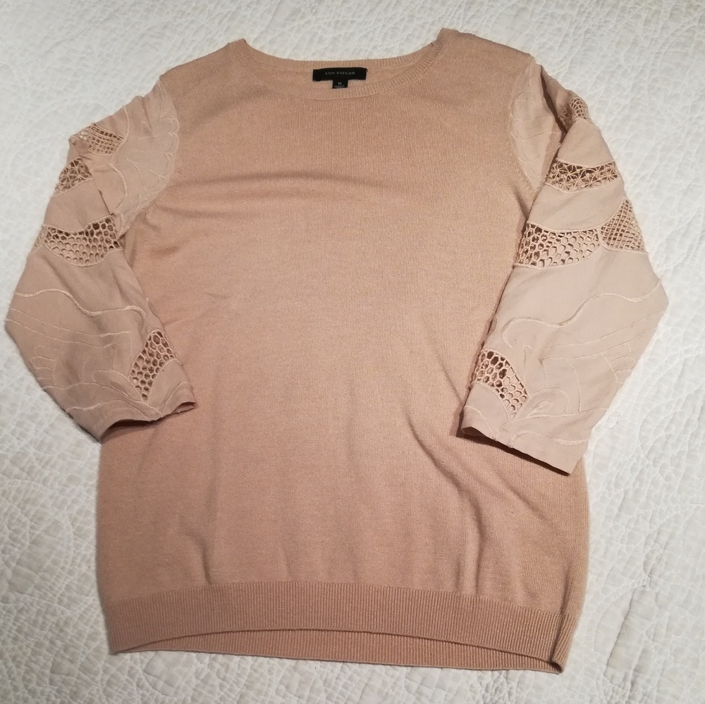 Ann Taylor Embroidered Sleeve Sweater